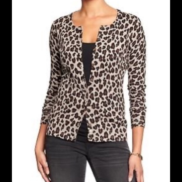 Old Navy Leopard Cardigan Sweater 